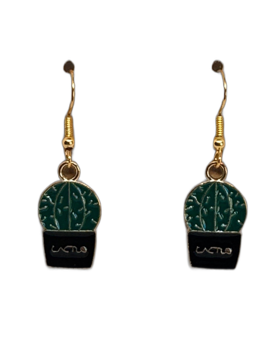 New Indio Jewelry Ladies Enamel Cactus 10kt Gold Earrings #2097